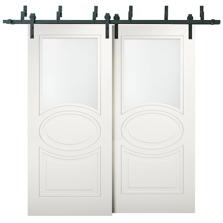 Vdomdoors Barn Bypass Interior Door, 48" x 80", White MELA7012BBB-WS-48